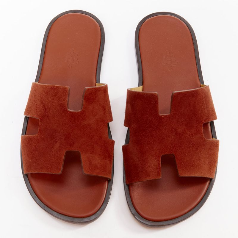 Hermes Suede Leather Flat Sandals